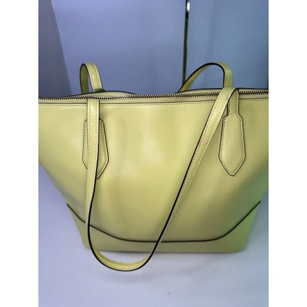 Tory Burch Tote Bag Border Canvas Shoulder White Beige Camel Brown Bag Bag Hand